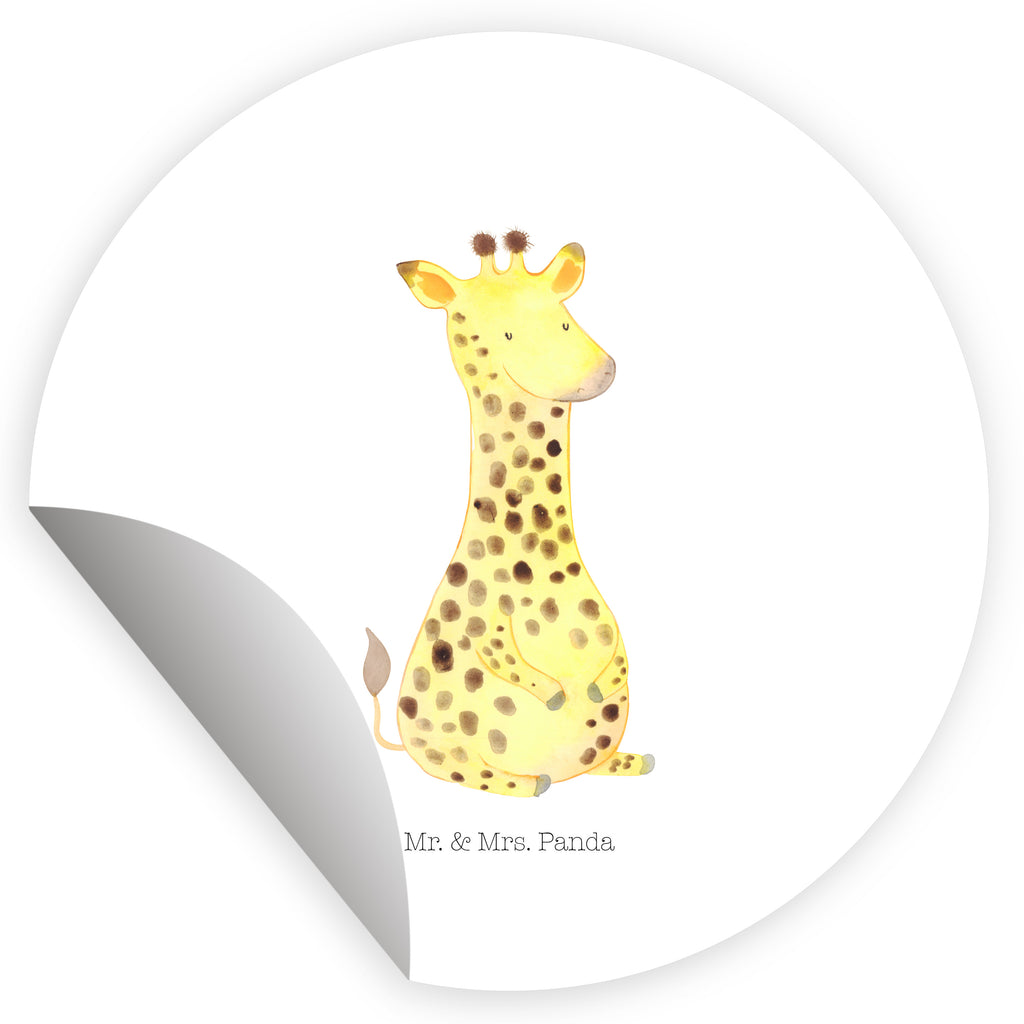 Rund Aufkleber Giraffe Zufrieden Sticker, Aufkleber, Etikett, Afrika, Wildtiere, Giraffe, Zufrieden, Glück, Abenteuer