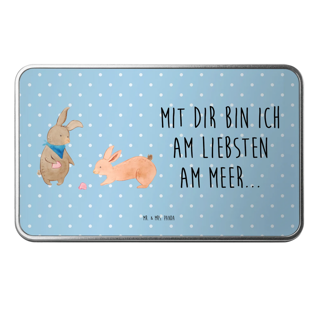 Metalldose rechteckig Hasen Muschel Blechdose, Metalldose, Blechbox, Container, Keksdose, Vorratsdose, Vorratsbox, Döschen, Versperbox, Vesperdose, Aufbewahrungsdose, Aufbewahrungsbox, Aluminiumdose, Dose, Familie, Vatertag, Muttertag, Bruder, Schwester, Mama, Papa, Oma, Opa, Hasen, beste Freundin, Freundin, Freundinnen, best friends, BFF, Muscheln sammeln, Muscheln, Meer