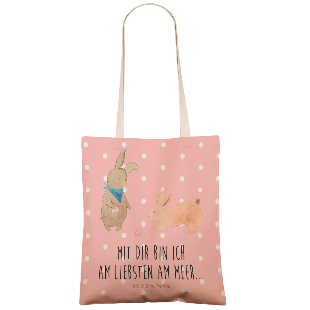 Einkaufstasche Hasen Muschel Tragetasche, Tasche, Beutel, Stofftasche, Baumwolltasche, Umhängetasche, Shopper, Einkaufstasche, Beuteltasche, Familie, Vatertag, Muttertag, Bruder, Schwester, Mama, Papa, Oma, Opa, Hasen, beste Freundin, Freundin, Freundinnen, best friends, BFF, Muscheln sammeln, Muscheln, Meer