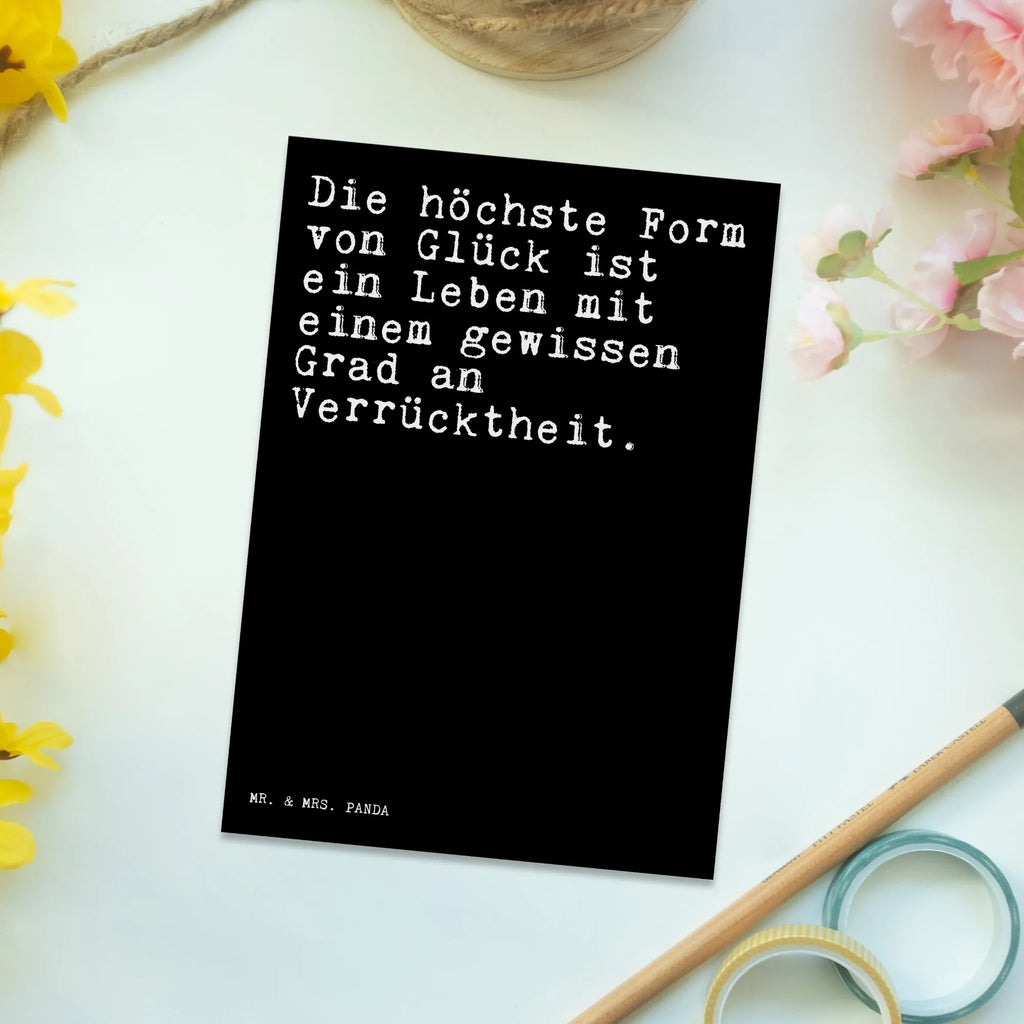 Postkarte Sprüche und Zitate Die höchste Form von Glück ist ein Leben mit einem gewissen Grad an Verrücktheit. Postkarte, Karte, Geschenkkarte, Grußkarte, Einladung, Ansichtskarte, Geburtstagskarte, Einladungskarte, Dankeskarte, Ansichtskarten, Einladung Geburtstag, Einladungskarten Geburtstag, Spruch, Sprüche, lustige Sprüche, Weisheiten, Zitate, Spruch Geschenke, Spruch Sprüche Weisheiten Zitate Lustig Weisheit Worte