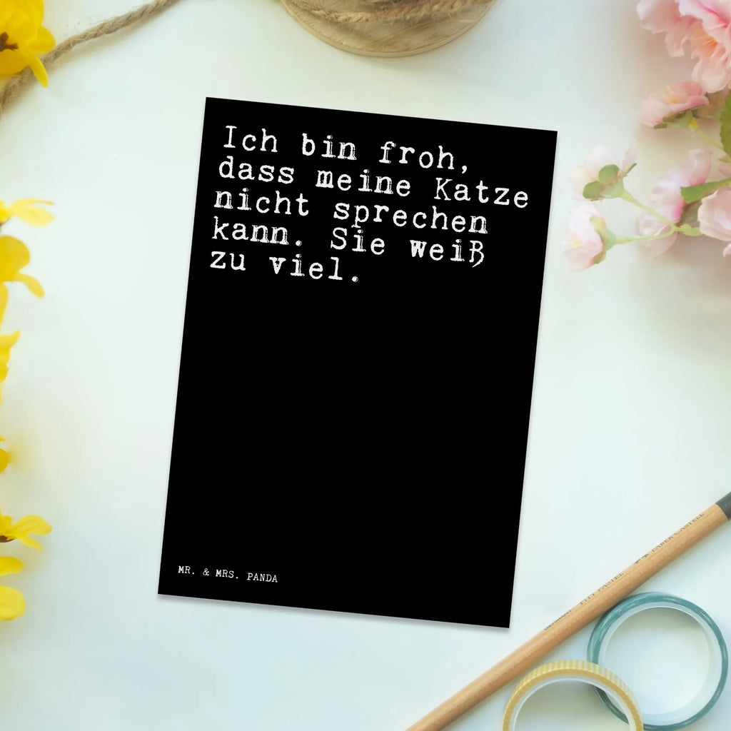 Postkarte Sprüche und Zitate Ich bin froh, dass meine Katze nicht sprechen kann. Sie weiß zu viel. Postkarte, Karte, Geschenkkarte, Grußkarte, Einladung, Ansichtskarte, Geburtstagskarte, Einladungskarte, Dankeskarte, Ansichtskarten, Einladung Geburtstag, Einladungskarten Geburtstag, Spruch, Sprüche, lustige Sprüche, Weisheiten, Zitate, Spruch Geschenke, Spruch Sprüche Weisheiten Zitate Lustig Weisheit Worte