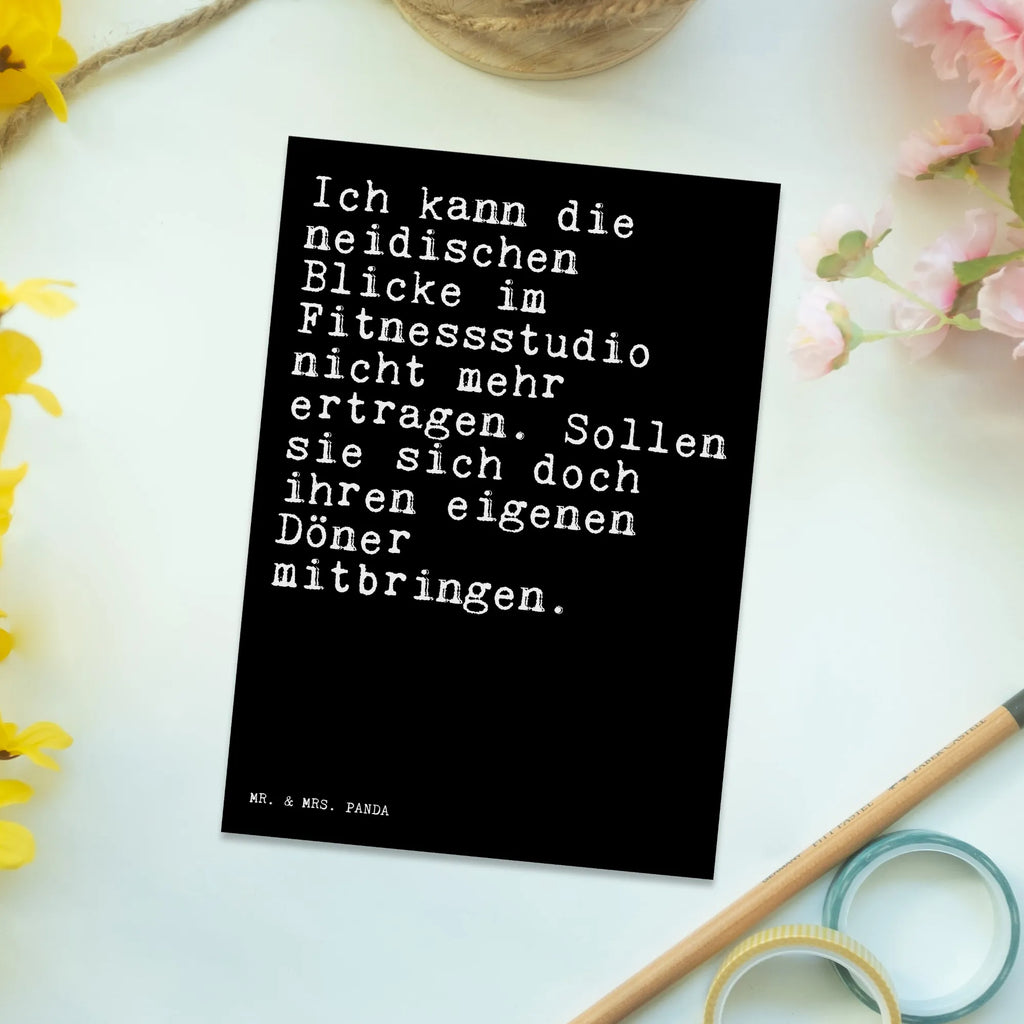 Postkarte Sprüche und Zitate Ich kann die neidischen Blicke im Fitnessstudio nicht mehr ertragen. Sollen sie sich doch ihren eigenen Döner mitbringen. Postkarte, Karte, Geschenkkarte, Grußkarte, Einladung, Ansichtskarte, Geburtstagskarte, Einladungskarte, Dankeskarte, Ansichtskarten, Einladung Geburtstag, Einladungskarten Geburtstag, Spruch, Sprüche, lustige Sprüche, Weisheiten, Zitate, Spruch Geschenke, Spruch Sprüche Weisheiten Zitate Lustig Weisheit Worte