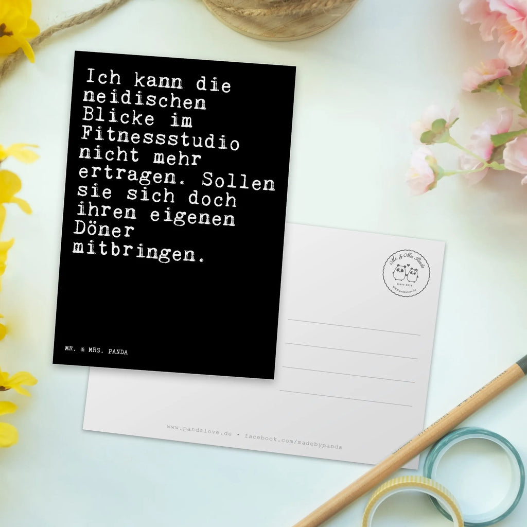 Postkarte Sprüche und Zitate Ich kann die neidischen Blicke im Fitnessstudio nicht mehr ertragen. Sollen sie sich doch ihren eigenen Döner mitbringen. Postkarte, Karte, Geschenkkarte, Grußkarte, Einladung, Ansichtskarte, Geburtstagskarte, Einladungskarte, Dankeskarte, Ansichtskarten, Einladung Geburtstag, Einladungskarten Geburtstag, Spruch, Sprüche, lustige Sprüche, Weisheiten, Zitate, Spruch Geschenke, Spruch Sprüche Weisheiten Zitate Lustig Weisheit Worte