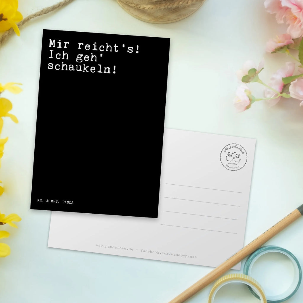 Postkarte Sprüche und Zitate Mir reicht's! Ich geh' schaukeln! Postkarte, Karte, Geschenkkarte, Grußkarte, Einladung, Ansichtskarte, Geburtstagskarte, Einladungskarte, Dankeskarte, Ansichtskarten, Einladung Geburtstag, Einladungskarten Geburtstag, Spruch, Sprüche, lustige Sprüche, Weisheiten, Zitate, Spruch Geschenke, Spruch Sprüche Weisheiten Zitate Lustig Weisheit Worte