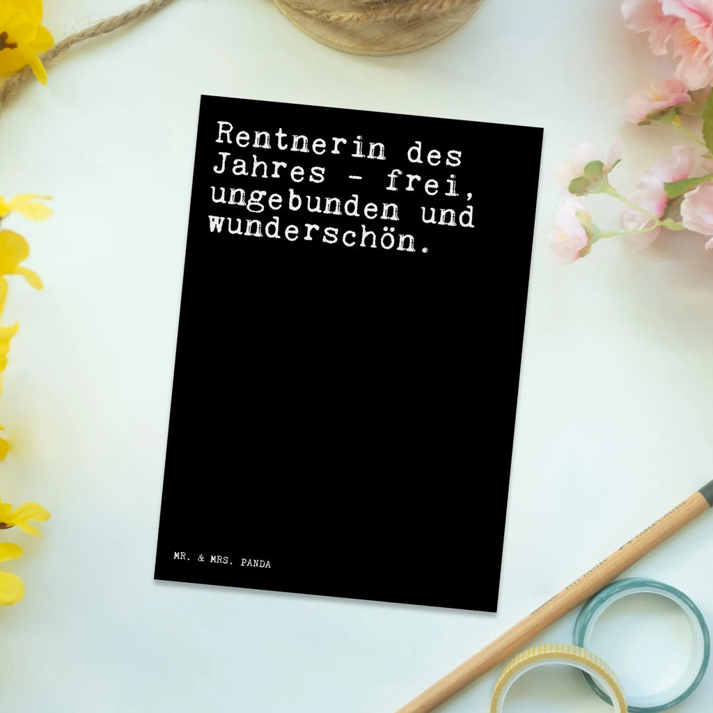 Postkarte Sprüche und Zitate Rentnerin des Jahres - frei, ungebunden und wunderschön. Postkarte, Karte, Geschenkkarte, Grußkarte, Einladung, Ansichtskarte, Geburtstagskarte, Einladungskarte, Dankeskarte, Ansichtskarten, Einladung Geburtstag, Einladungskarten Geburtstag, Spruch, Sprüche, lustige Sprüche, Weisheiten, Zitate, Spruch Geschenke, Spruch Sprüche Weisheiten Zitate Lustig Weisheit Worte