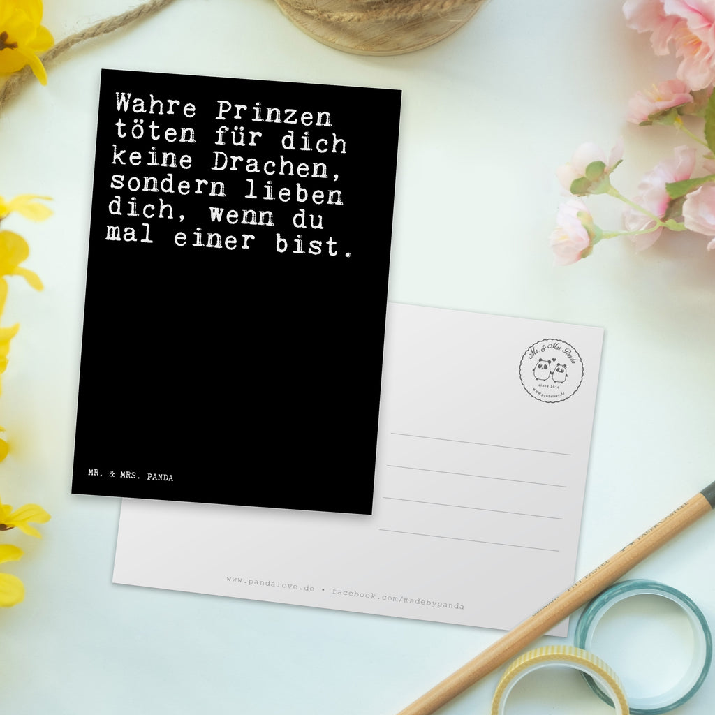 Postkarte Sprüche und Zitate Wahre Prinzen töten für dich keine Drachen, sondern lieben dich, wenn du mal einer bist. Postkarte, Karte, Geschenkkarte, Grußkarte, Einladung, Ansichtskarte, Geburtstagskarte, Einladungskarte, Dankeskarte, Ansichtskarten, Einladung Geburtstag, Einladungskarten Geburtstag, Spruch, Sprüche, lustige Sprüche, Weisheiten, Zitate, Spruch Geschenke, Spruch Sprüche Weisheiten Zitate Lustig Weisheit Worte