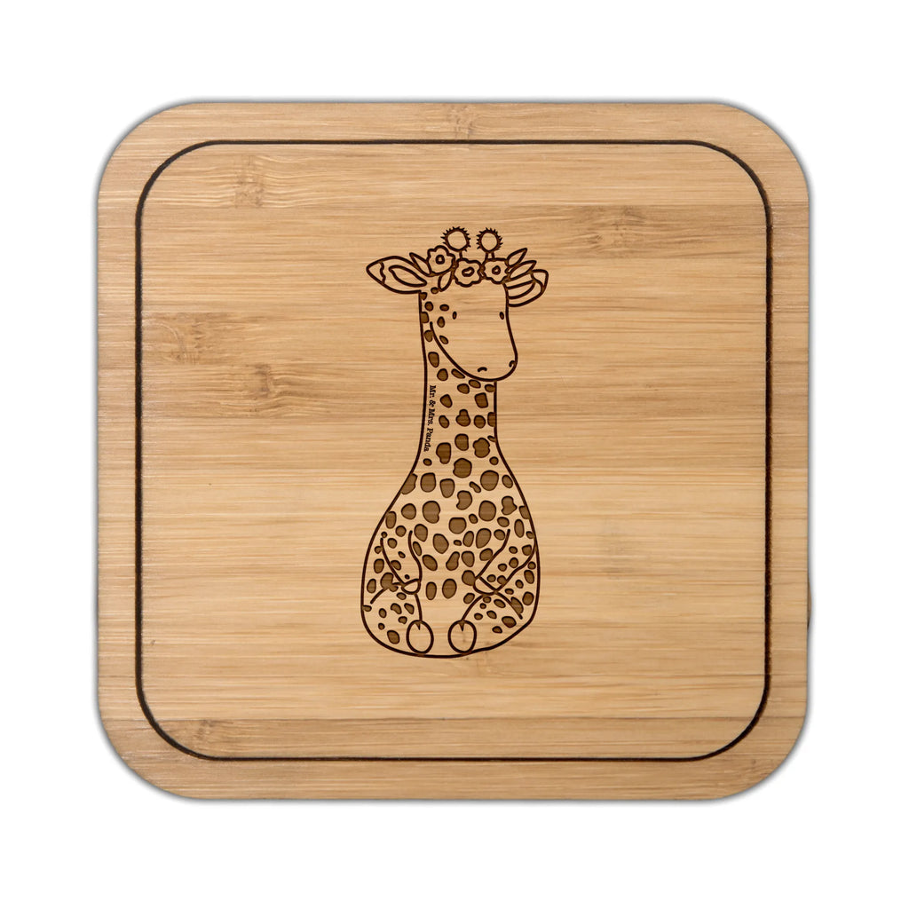 Untersetzer quadratisch Giraffe Blumenkranz Untersetzer, Bierdeckel, Glasuntersetzer, Untersetzer Gläser, Getränkeuntersetzer, Afrika, Wildtiere, Giraffe, Blumenkranz, Abenteurer, Selbstliebe, Freundin