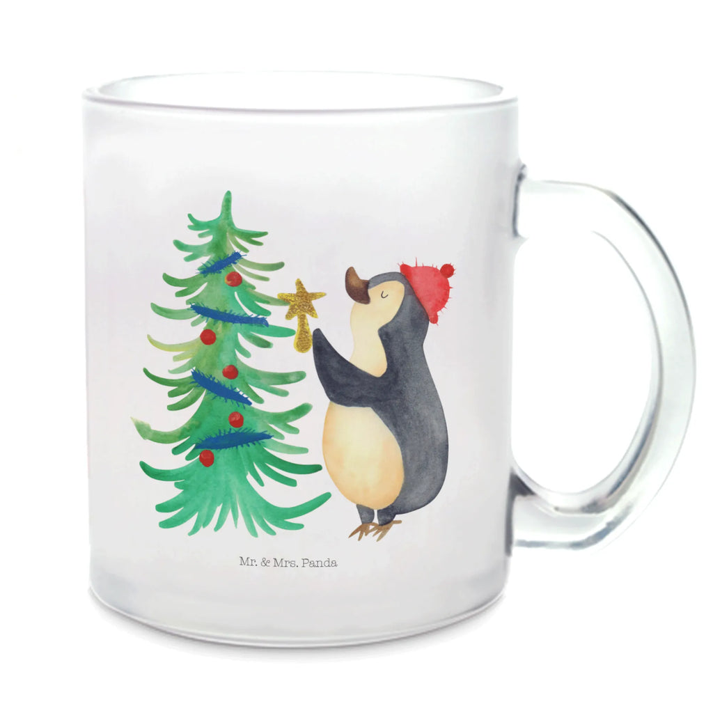 Teetasse Pinguin Weihnachtsbaum Teetasse, Teeglas, Teebecher, Tasse mit Henkel, Tasse, Glas Teetasse, Teetasse aus Glas, Winter, Weihnachten, Weihnachtsdeko, Nikolaus, Advent, Heiligabend, Wintermotiv, Pinguin