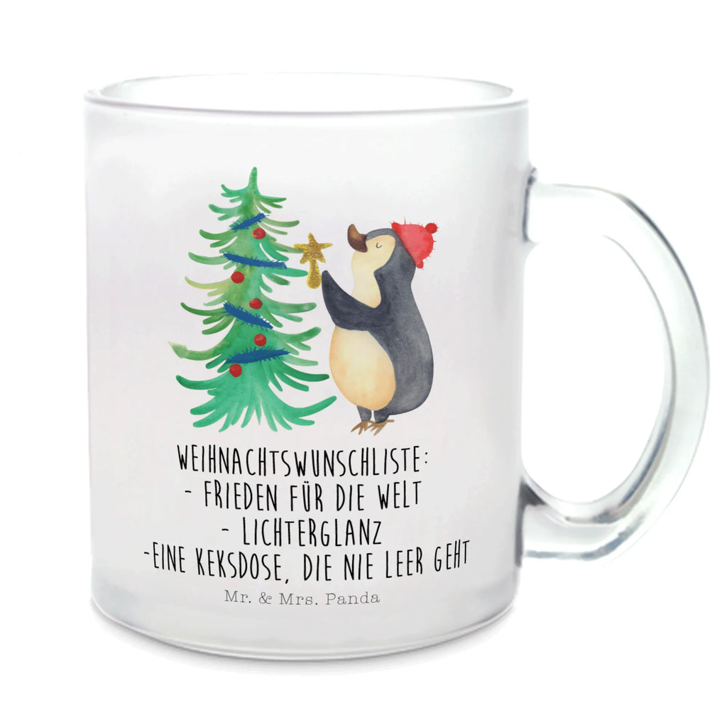 Teetasse Pinguin Weihnachtsbaum Teetasse, Teeglas, Teebecher, Tasse mit Henkel, Tasse, Glas Teetasse, Teetasse aus Glas, Winter, Weihnachten, Weihnachtsdeko, Nikolaus, Advent, Heiligabend, Wintermotiv, Pinguin