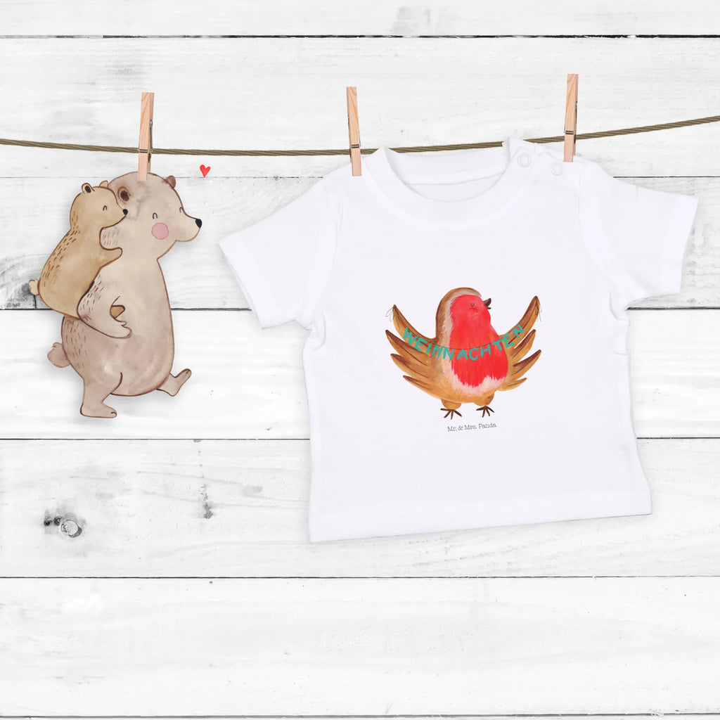 Organic Baby Shirt Rotkehlchen Weihnachten Baby T-Shirt, Jungen Baby T-Shirt, Mädchen Baby T-Shirt, Shirt, Winter, Weihnachten, Weihnachtsdeko, Nikolaus, Advent, Heiligabend, Wintermotiv, Frohe Weihnachten, Weihnachtsmotiv, Weihnachtsgruß, Vogel, xmas