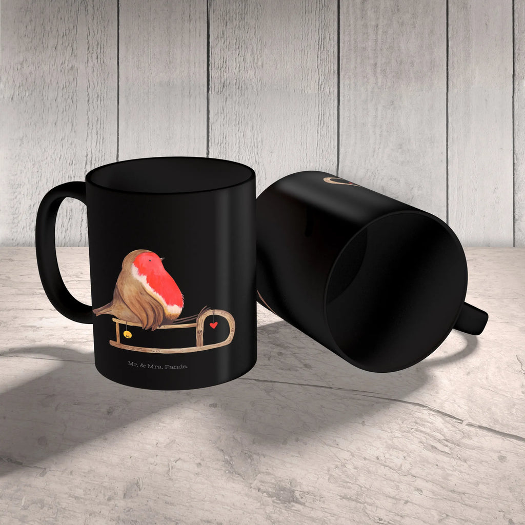 Tasse Rotkehlchen Schlitten Tasse, Kaffeetasse, Teetasse, Becher, Kaffeebecher, Teebecher, Keramiktasse, Porzellantasse, Büro Tasse, Geschenk Tasse, Tasse Sprüche, Tasse Motive, Kaffeetassen, Tasse bedrucken, Designer Tasse, Cappuccino Tassen, Schöne Teetassen, Winter, Weihnachten, Weihnachtsdeko, Nikolaus, Advent, Heiligabend, Wintermotiv, Schlitten, Vogel