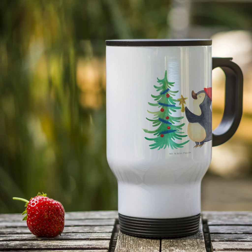 Thermobecher Pinguin Weihnachtsbaum Thermobecher, To Go Becher, Thermotasse, Kaffeebecher, Isolierbecher, Thermobecher To Go, Warmhaltetasse, Edelstahlbecher, Reisebecher, Tasse mit Deckel, Thermobecher für 400 ml, Kaffeetasse zum Mitnehmen, Tasse zum Mitnehmen, Spülmaschinenfest, Winter, Weihnachten, Weihnachtsdeko, Nikolaus, Advent, Heiligabend, Wintermotiv, Pinguin