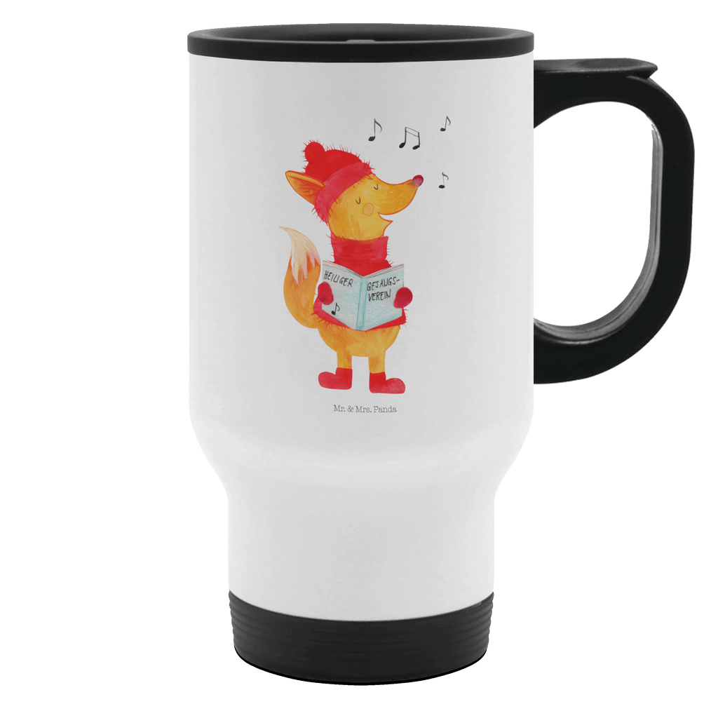 Thermobecher Fuchs Sänger Thermobecher, To Go Becher, Thermotasse, Kaffeebecher, Isolierbecher, Thermobecher To Go, Warmhaltetasse, Edelstahlbecher, Reisebecher, Tasse mit Deckel, Thermobecher für 400 ml, Kaffeetasse zum Mitnehmen, Tasse zum Mitnehmen, Spülmaschinenfest, Winter, Weihnachten, Weihnachtsdeko, Nikolaus, Advent, Heiligabend, Wintermotiv, Fuchs, Füchse, Sänger, Geschenk Sänger, Singen, Weihnachtslieder