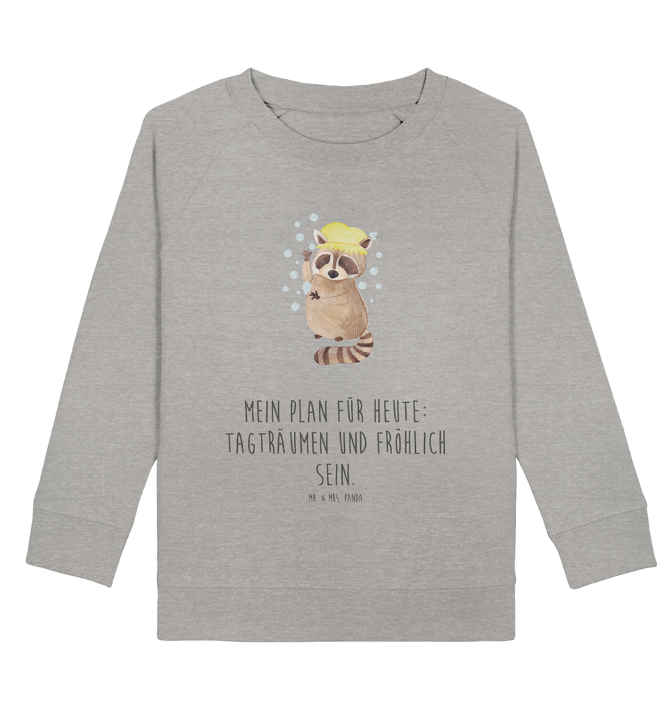 Organic Kinder Pullover Waschbär Kinder Pullover, Kinder Sweatshirt, Jungen, Mädchen, Tiermotive, Gute Laune, lustige Sprüche, Tiere, Waschbär, Tagträumen, Plan, Fröhlich, waschen, Seifenblasen