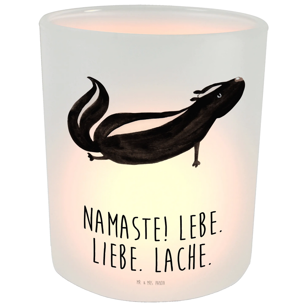 Windlicht Stinktier Yoga Windlicht Glas, Teelichtglas, Teelichthalter, Teelichter, Kerzenglas, Windlicht Kerze, Kerzenlicht, Glas Windlicht, Windlicht Zur Hochzeit, Windlicht Deko, Windlicht Hochzeit, Teelichtgläser, Windlicht Dekorieren, Stinktier, Skunk, Wildtier, Raubtier, Stinker, Stinki, Yoga, Namaste, Lebe, Liebe, Lache