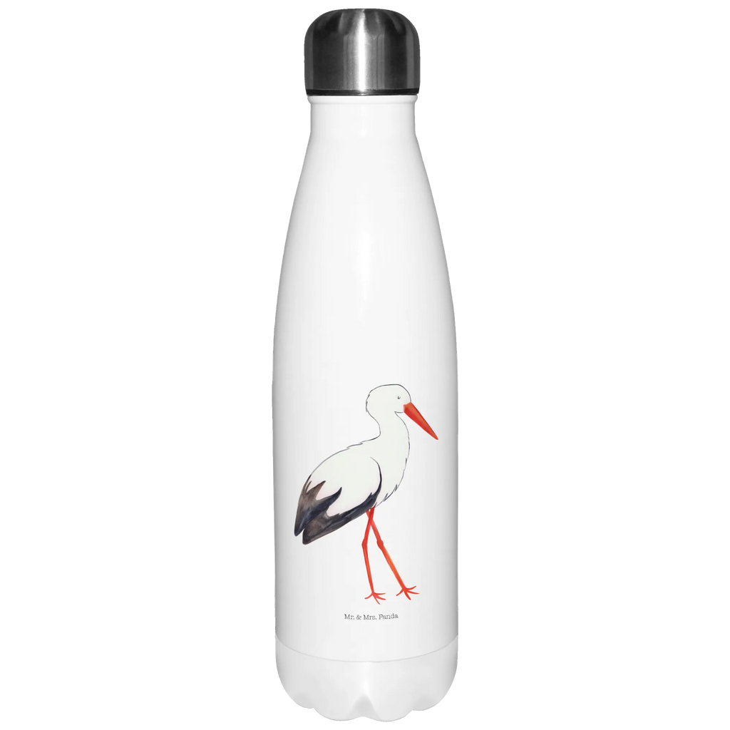 Thermosflasche Storch Isolierflasche, Thermoflasche, Trinkflasche, Thermos, Edelstahl, Tiermotive, Gute Laune, lustige Sprüche, Tiere, Storch, Störche, Schwangerschaft, Geburt, Mutter, Mütter, Mutter werden, Schwanger, Babybauch, Baby