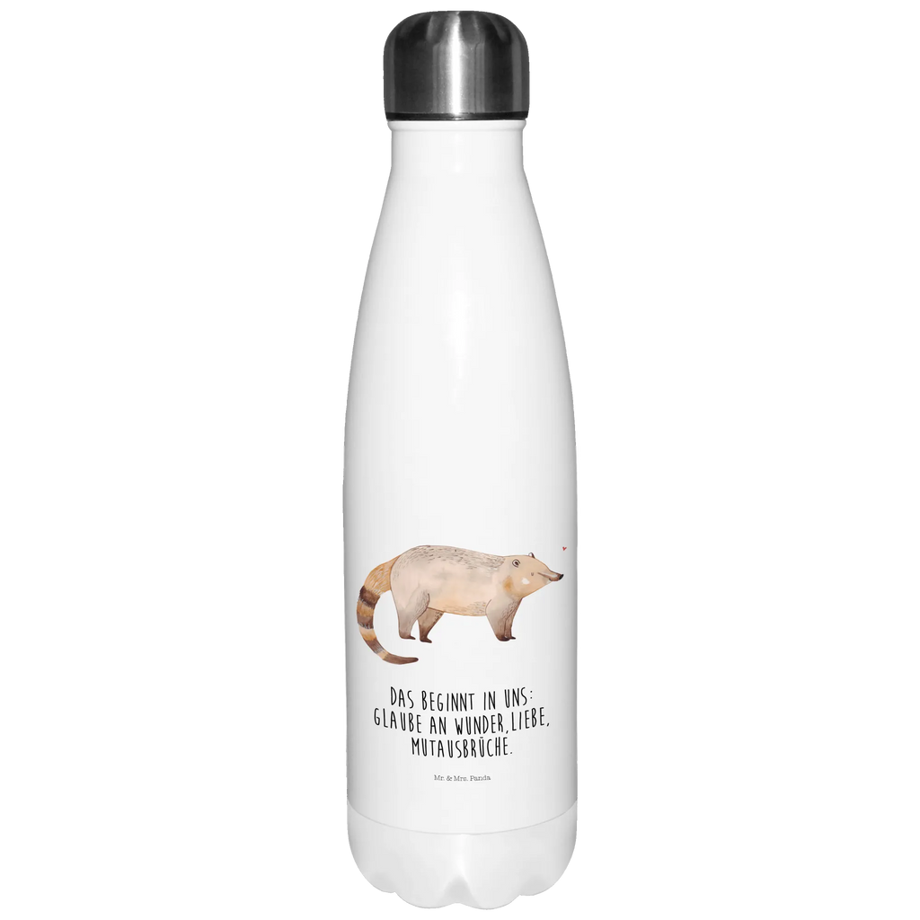 Thermosflasche Nasenbaer Isolierflasche, Thermoflasche, Trinkflasche, Thermos, Edelstahl, Tiermotive, Gute Laune, lustige Sprüche, Tiere, Nasenbär, Nasenbären, Rüsselbär, Bär