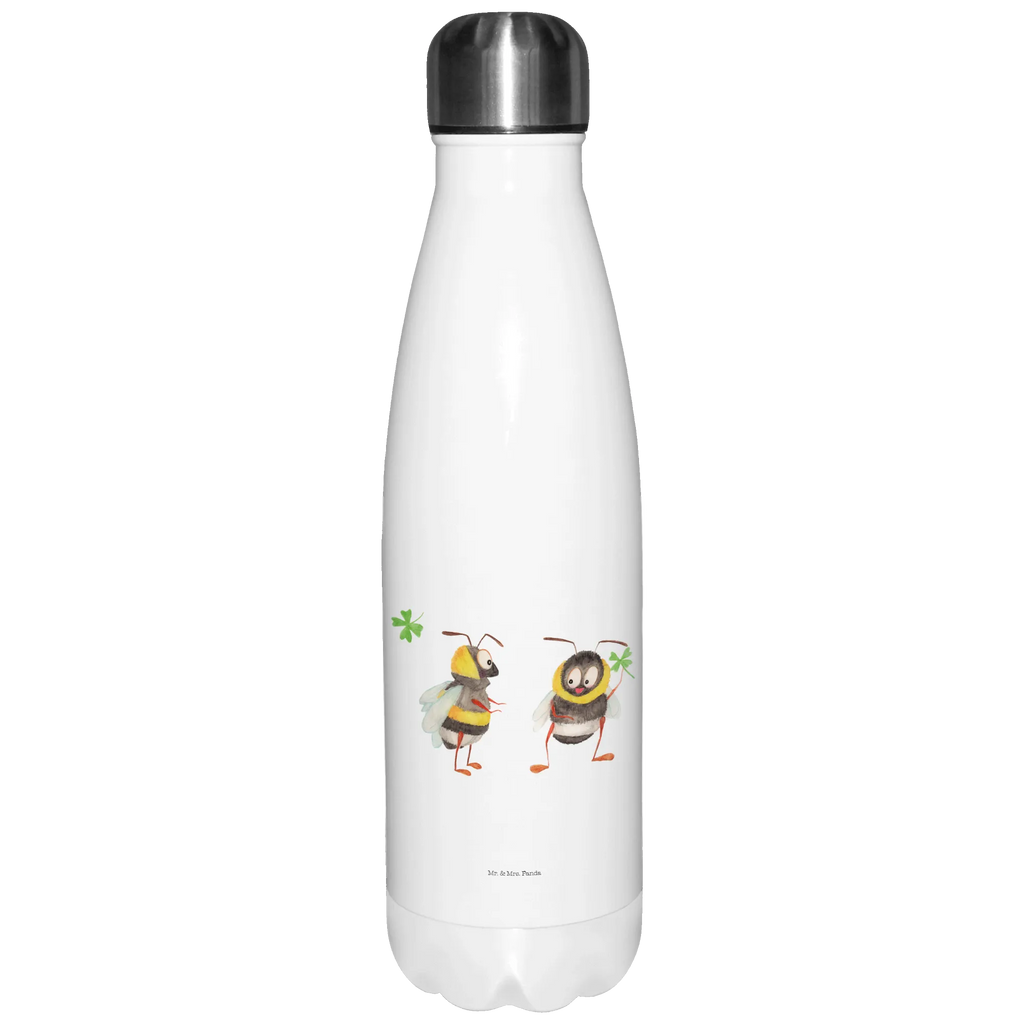 Thermosflasche Hummeln mit Kleeblatt Isolierflasche, Thermoflasche, Trinkflasche, Thermos, Edelstahl, Tiermotive, Gute Laune, lustige Sprüche, Tiere, Hummel, Biene, Spruch positiv, Biene Deko, Spruch schön, glücklich sein, glücklich werden, Spruch fröhlich