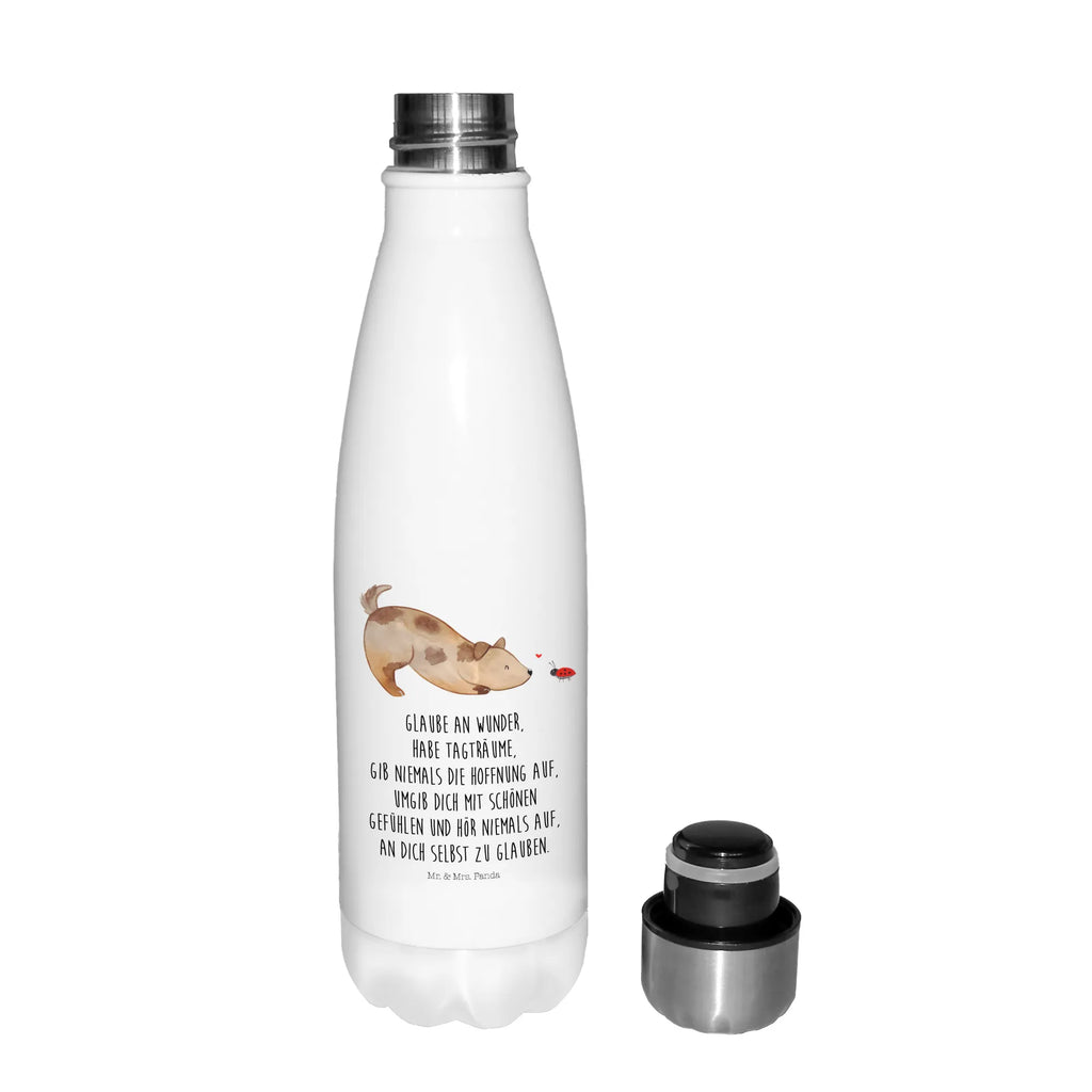 Thermosflasche Hund Marienkäfer Isolierflasche, Thermoflasche, Trinkflasche, Thermos, Edelstahl, Hund, Hundemotiv, Haustier, Hunderasse, Tierliebhaber, Hundebesitzer, Sprüche, Hunde, Hundespruch, Marienkäfer, Mischling, Mischlinghund