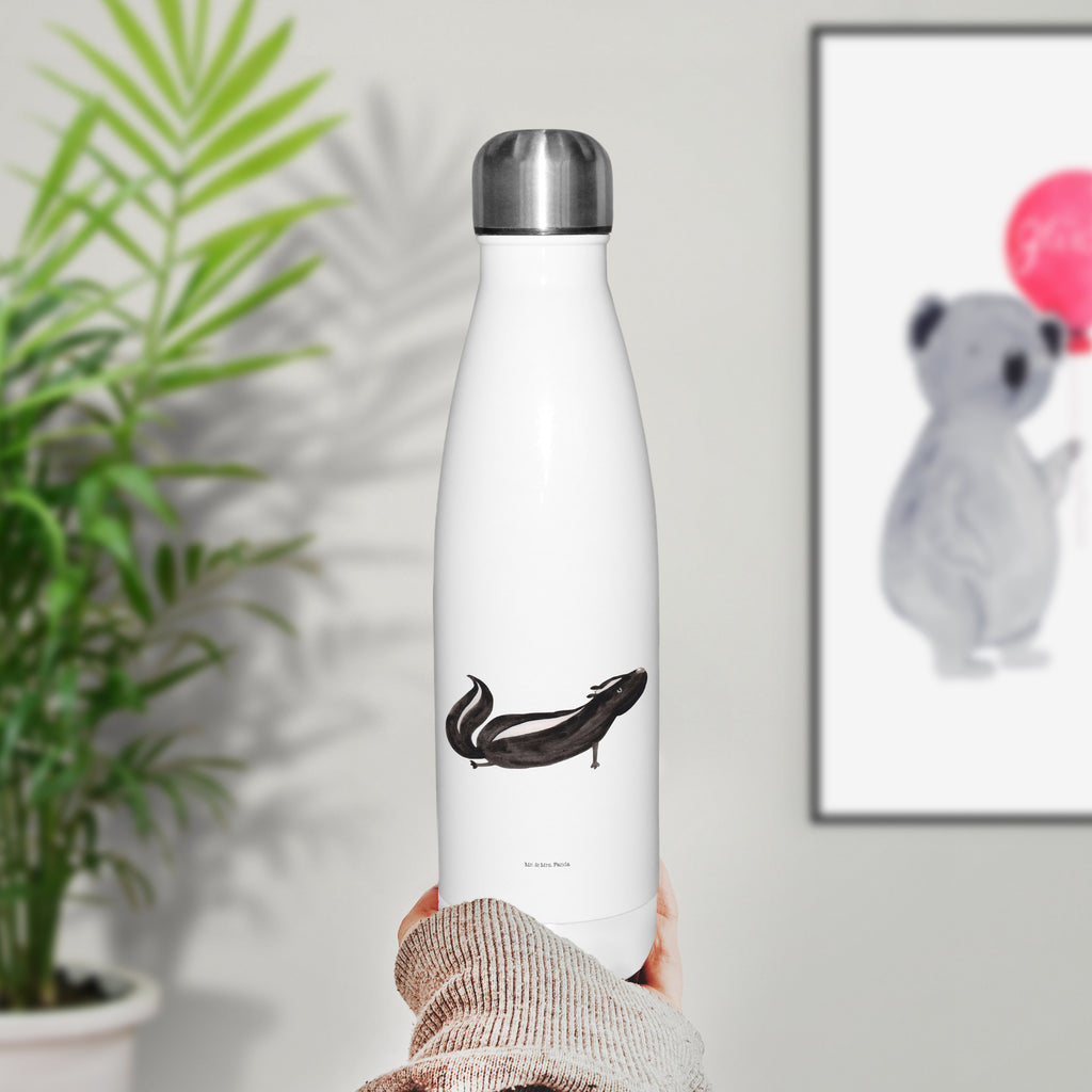 Thermosflasche Stinktier Yoga Isolierflasche, Thermoflasche, Trinkflasche, Thermos, Edelstahl, Stinktier, Skunk, Wildtier, Raubtier, Stinker, Stinki, Yoga, Namaste, Lebe, Liebe, Lache