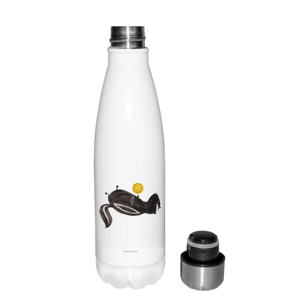 Thermosflasche Stinktier Ball Isolierflasche, Thermoflasche, Trinkflasche, Thermos, Edelstahl, Stinktier, Skunk, Wildtier, Raubtier, Stinker, Stinki, verspielt, Weisheit