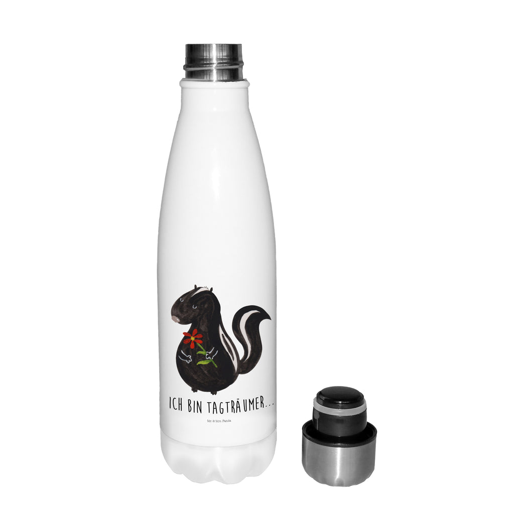 Thermosflasche Stinktier Blume Isolierflasche, Thermoflasche, Trinkflasche, Thermos, Edelstahl, Stinktier, Skunk, Wildtier, Raubtier, Stinker, Stinki, Tagträumer, verträumt, Dreams, Träume