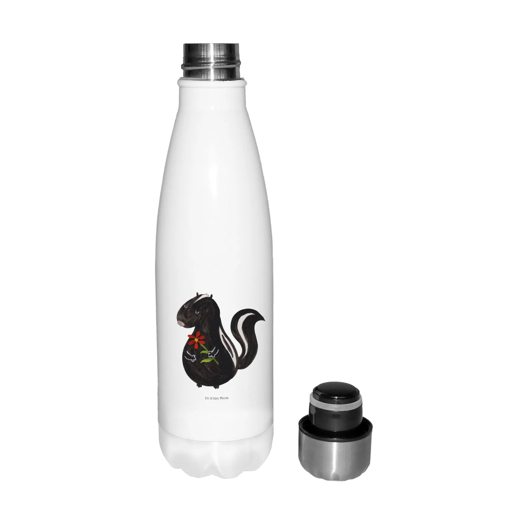 Thermosflasche Stinktier Blume Isolierflasche, Thermoflasche, Trinkflasche, Thermos, Edelstahl, Stinktier, Skunk, Wildtier, Raubtier, Stinker, Stinki, Tagträumer, verträumt, Dreams, Träume