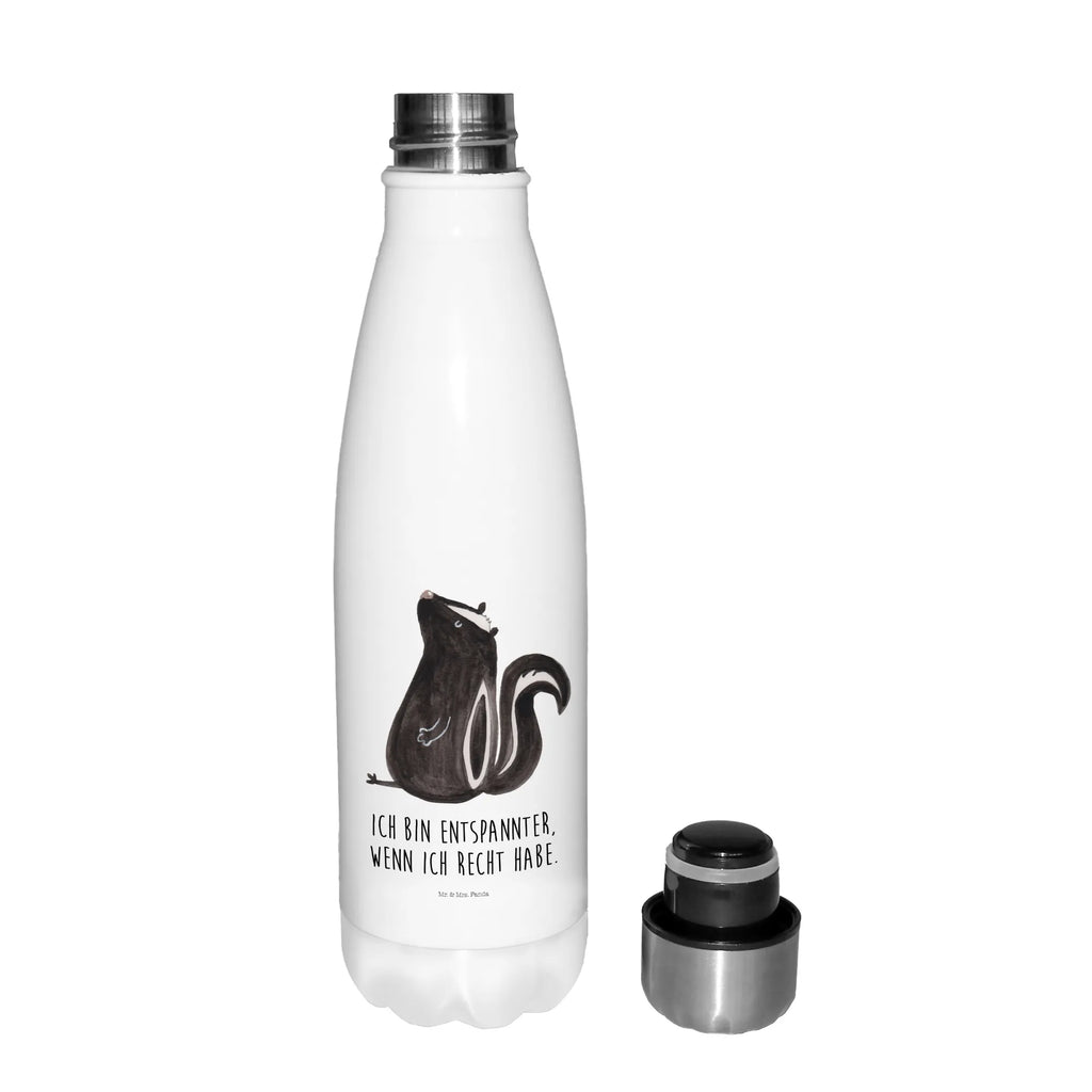 Thermosflasche Stinktier sitzend Isolierflasche, Thermoflasche, Trinkflasche, Thermos, Edelstahl, Stinktier, Skunk, Wildtier, Raubtier, Stinker, Stinki, Spruch, Büro, Recht, Besserwisser