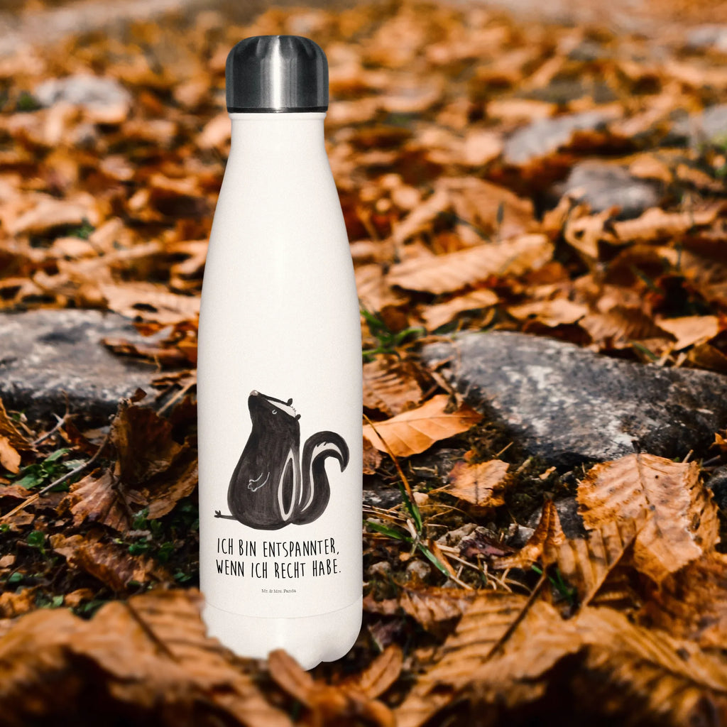 Thermosflasche Stinktier sitzend Isolierflasche, Thermoflasche, Trinkflasche, Thermos, Edelstahl, Stinktier, Skunk, Wildtier, Raubtier, Stinker, Stinki, Spruch, Büro, Recht, Besserwisser