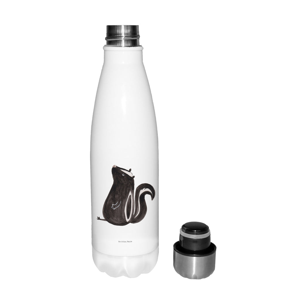 Thermosflasche Stinktier sitzend Isolierflasche, Thermoflasche, Trinkflasche, Thermos, Edelstahl, Stinktier, Skunk, Wildtier, Raubtier, Stinker, Stinki, Spruch, Büro, Recht, Besserwisser