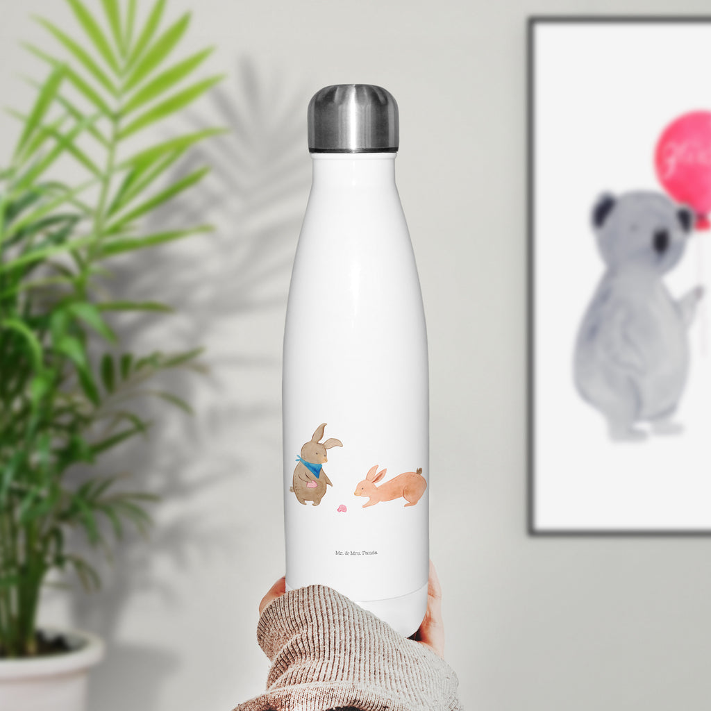 Thermosflasche Hasen Muschel Isolierflasche, Thermoflasche, Trinkflasche, Thermos, Edelstahl, Familie, Vatertag, Muttertag, Bruder, Schwester, Mama, Papa, Oma, Opa, Hasen, beste Freundin, Freundin, Freundinnen, best friends, BFF, Muscheln sammeln, Muscheln, Meer