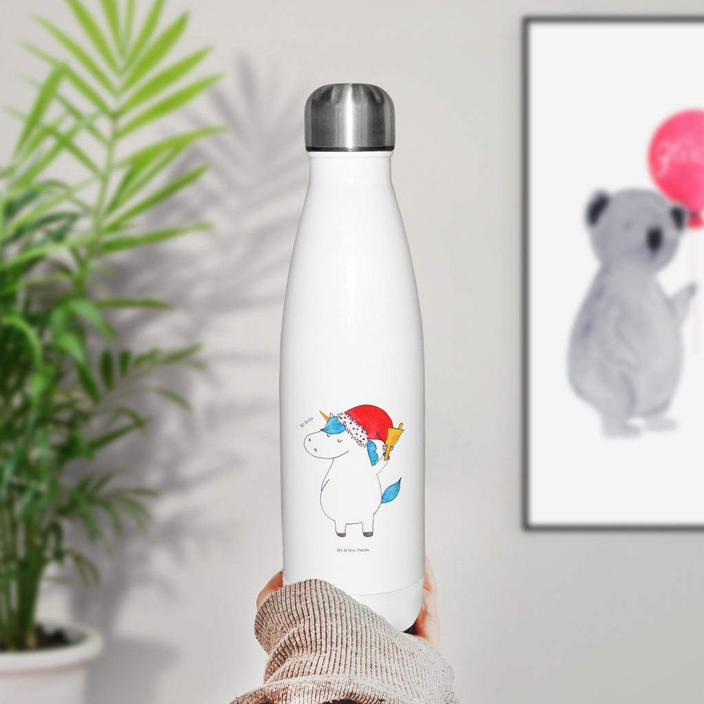 Thermosflasche Einhorn Weihnachtsmann Isolierflasche, Thermoflasche, Trinkflasche, Thermos, Edelstahl, Einhorn, Einhörner, Einhorn Deko, Pegasus, Unicorn, Gin, Schokolade, Schoki, Weihnachten, Weihnachtsmann, Nikolaus, Wunschzettel, Wunschliste, Feenstaub