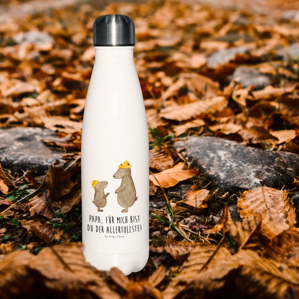 Thermosflasche Bären mit Hut Isolierflasche, Thermoflasche, Trinkflasche, Thermos, Edelstahl, Familie, Vatertag, Muttertag, Bruder, Schwester, Mama, Papa, Oma, Opa, Bär, Bären, Vater, Papi, Paps, Dad, Daddy, Lieblingsmensch, Sohn, Söhne, Kind, Kinder, Vater-Sohn, Family, Vorbild