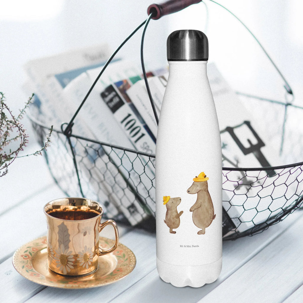 Thermosflasche Bären mit Hut Isolierflasche, Thermoflasche, Trinkflasche, Thermos, Edelstahl, Familie, Vatertag, Muttertag, Bruder, Schwester, Mama, Papa, Oma, Opa, Bär, Bären, Vater, Papi, Paps, Dad, Daddy, Lieblingsmensch, Sohn, Söhne, Kind, Kinder, Vater-Sohn, Family, Vorbild