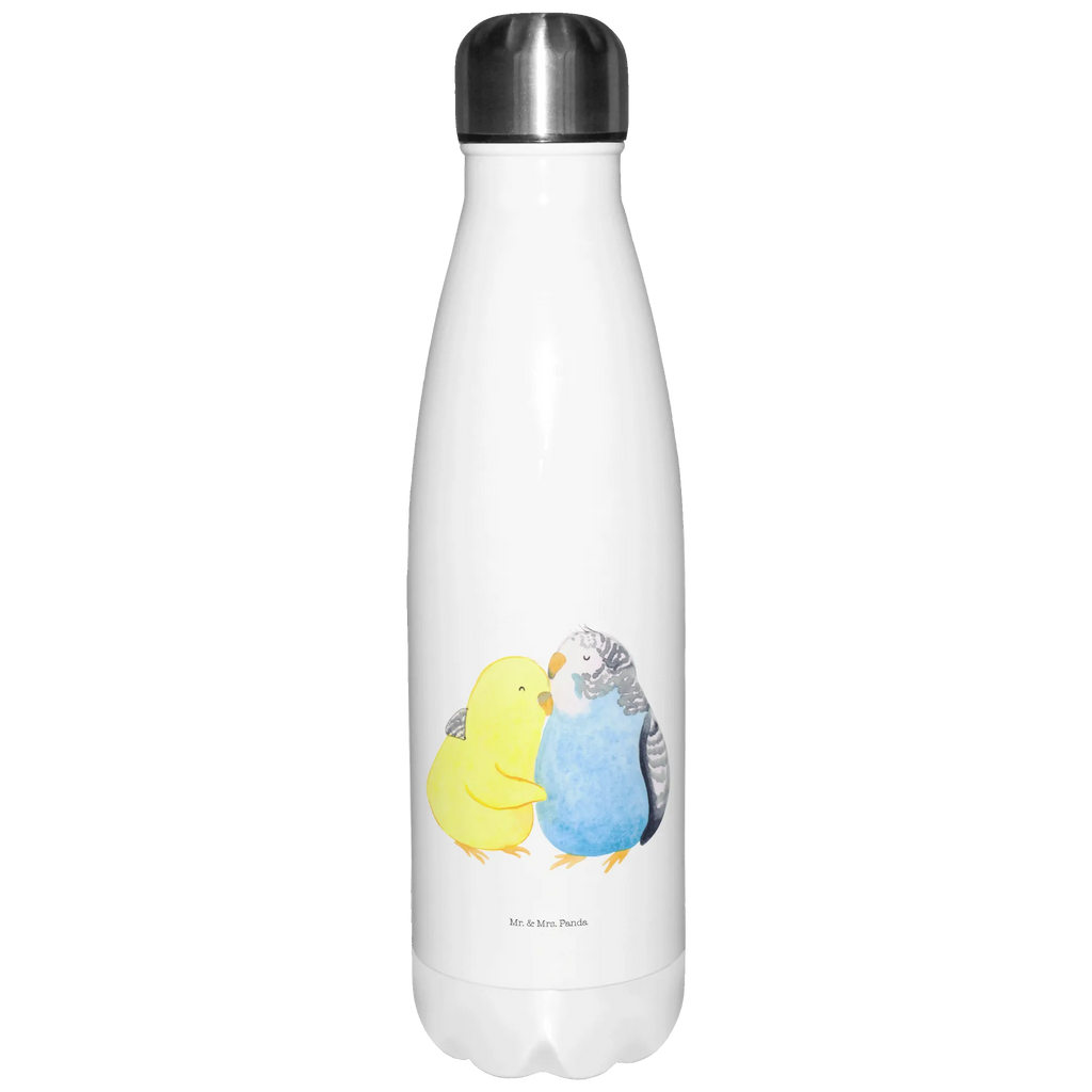 Thermosflasche Wellensittich Liebe Isolierflasche, Thermoflasche, Trinkflasche, Thermos, Edelstahl, Liebe, Partner, Freund, Freundin, Ehemann, Ehefrau, Heiraten, Verlobung, Heiratsantrag, Liebesgeschenk, Jahrestag, Hocheitstag, Vögel, Wellensittich, Nähe, Kuscheln, Vertrauen