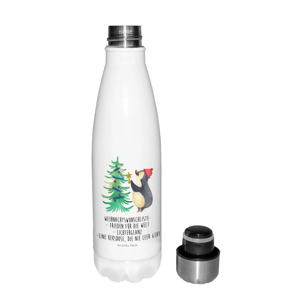 Thermosflasche Pinguin Weihnachtsbaum Isolierflasche, Thermoflasche, Trinkflasche, Thermos, Edelstahl, Winter, Weihnachten, Weihnachtsdeko, Nikolaus, Advent, Heiligabend, Wintermotiv, Pinguin