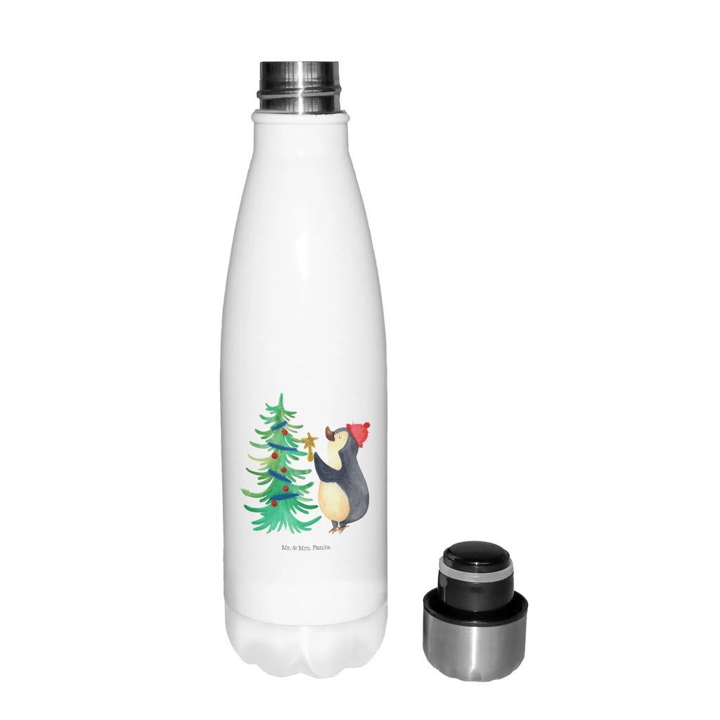 Thermosflasche Pinguin Weihnachtsbaum Isolierflasche, Thermoflasche, Trinkflasche, Thermos, Edelstahl, Winter, Weihnachten, Weihnachtsdeko, Nikolaus, Advent, Heiligabend, Wintermotiv, Pinguin