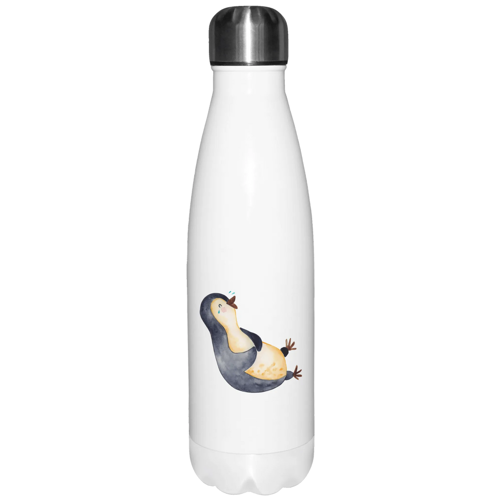 Thermosflasche Pinguin lachend Isolierflasche, Thermoflasche, Trinkflasche, Thermos, Edelstahl, Pinguin, Pinguine, lustiger Spruch, Optimismus, Fröhlich, Lachen, Humor, Fröhlichkeit