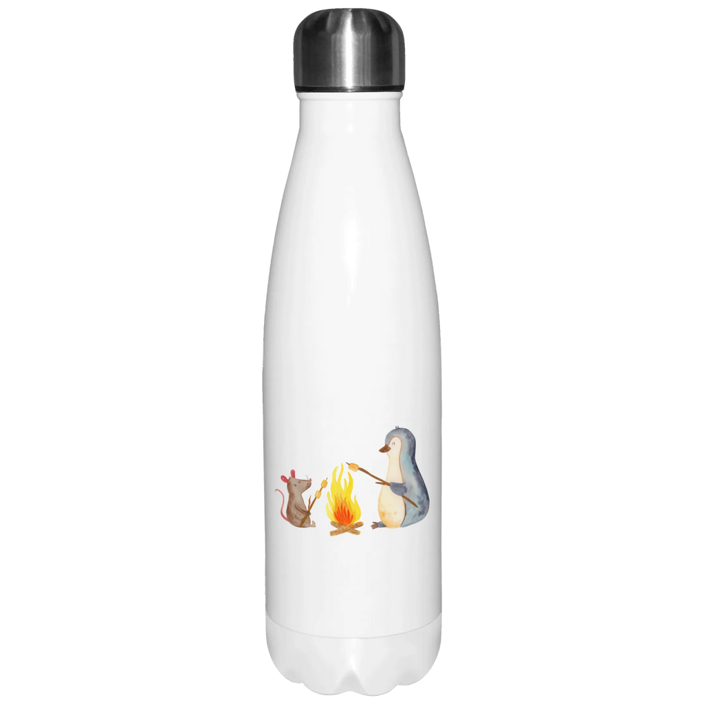 Thermosflasche Pinguin Lagerfeuer Isolierflasche, Thermoflasche, Trinkflasche, Thermos, Edelstahl, Pinguin, Maus, Pinguine, Lagerfeuer, Leben, Arbeit, Job, Motivation, Büro, Büroalltag, Lebensspruch, Lebensmotivation, Neustart, Liebe, grillen, Feuer, Marshmallows