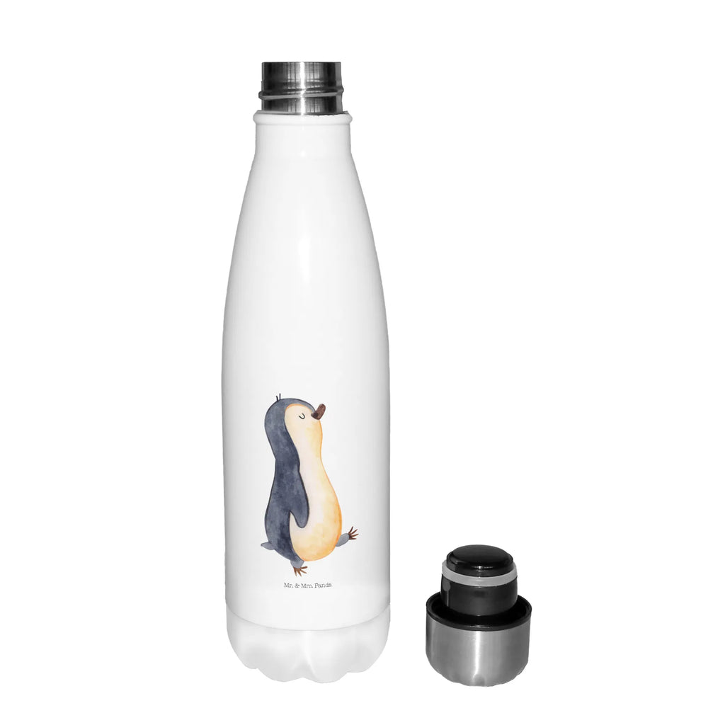 Thermosflasche Pinguin marschierend Isolierflasche, Thermoflasche, Trinkflasche, Thermos, Edelstahl, Pinguin, Pinguine, Frühaufsteher, Langschläfer, Bruder, Schwester, Familie