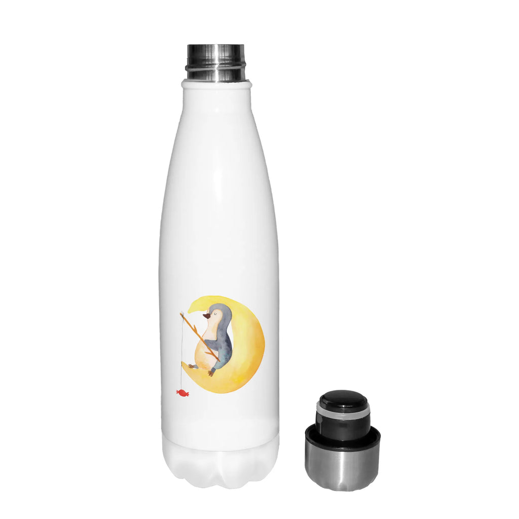 Thermosflasche Pinguin Mond Isolierflasche, Thermoflasche, Trinkflasche, Thermos, Edelstahl, Pinguin, Pinguine, Spruch, schlafen, Nachtruhe, Einschlafen, Schlafzimmer, Schlafstörungen, Gästezimmer