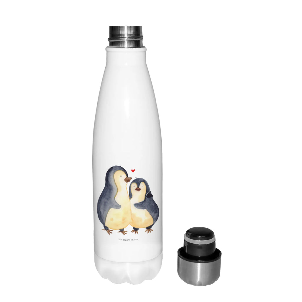 Thermosflasche Pinguin umarmend Isolierflasche, Thermoflasche, Trinkflasche, Thermos, Edelstahl, Pinguin, Liebe, Liebespaar, Liebesbeweis, Liebesgeschenk, Verlobung, Jahrestag, Hochzeitstag, Hochzeit, Hochzeitsgeschenk