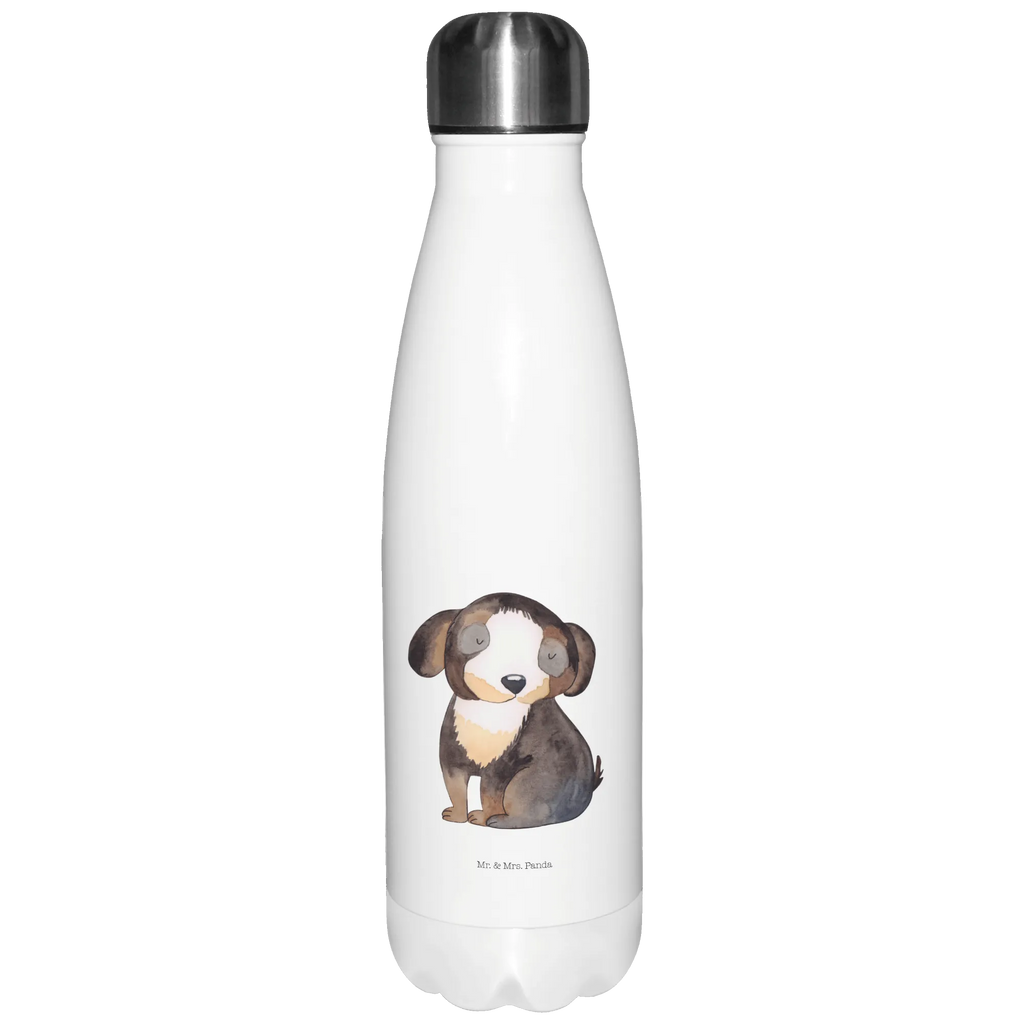 Thermosflasche Hund entspannt Isolierflasche, Thermoflasche, Trinkflasche, Thermos, Edelstahl, Hund, Hundemotiv, Haustier, Hunderasse, Tierliebhaber, Hundebesitzer, Sprüche, schwarzer Hund, Hundeliebe, Liebe, Hundeglück