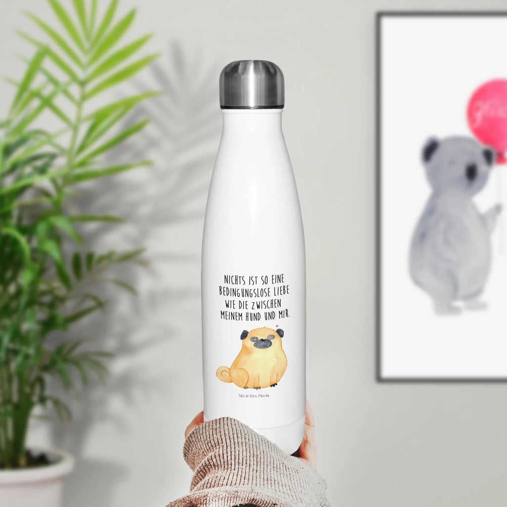 Thermosflasche Mops Isolierflasche, Thermoflasche, Trinkflasche, Thermos, Edelstahl, Hund, Hundemotiv, Haustier, Hunderasse, Tierliebhaber, Hundebesitzer, Sprüche, Mops, Liebe, Hundeliebe