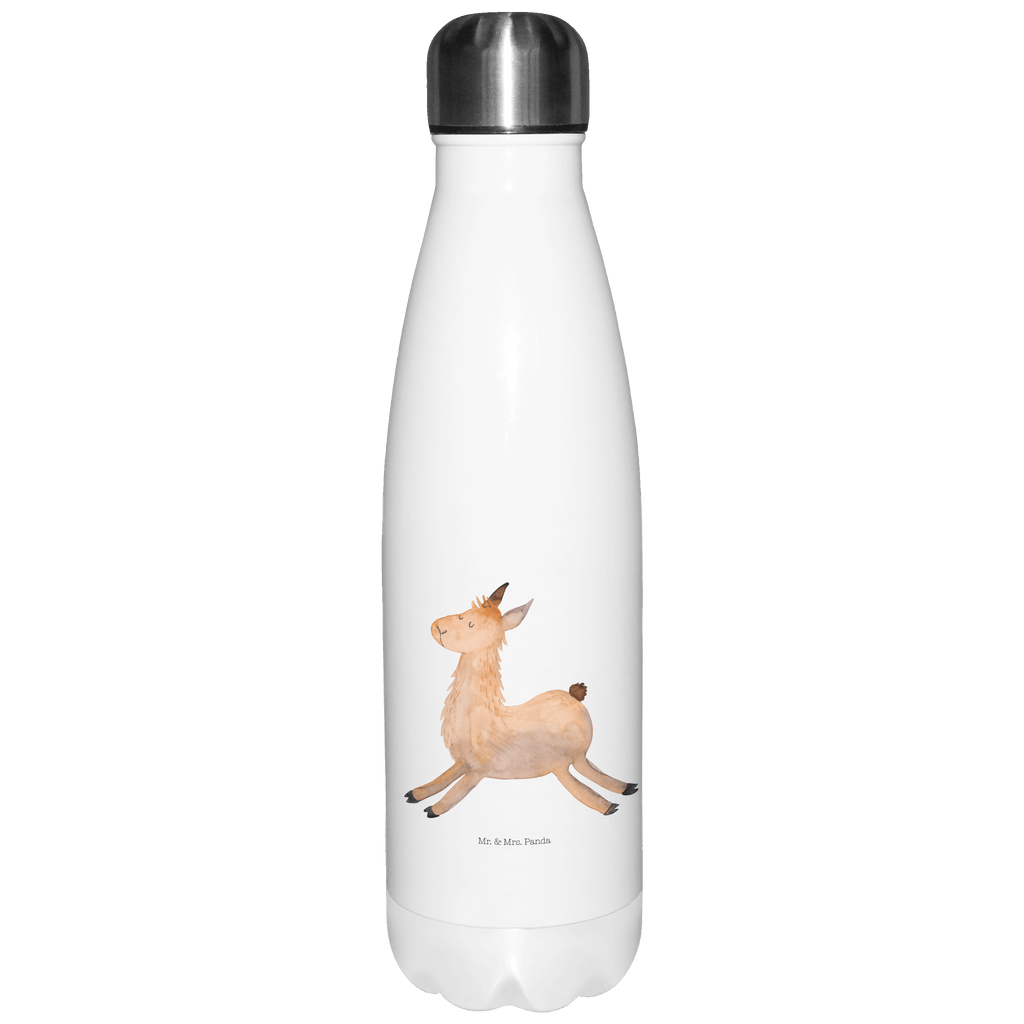 Thermosflasche Lama springend Isolierflasche, Thermoflasche, Trinkflasche, Thermos, Edelstahl, Lama, Alpaka, Lamas, Lieblingstag, Happy day, fröhlich, Glück, Freundin, Liebeskummer, Neustart, guten Morgen, Start, Prüfung, Abitur