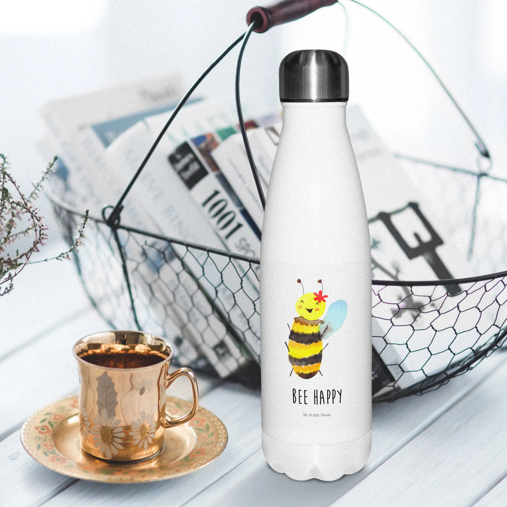 Thermosflasche Biene Happy Isolierflasche, Thermoflasche, Trinkflasche, Thermos, Edelstahl, Biene, Wespe, Hummel