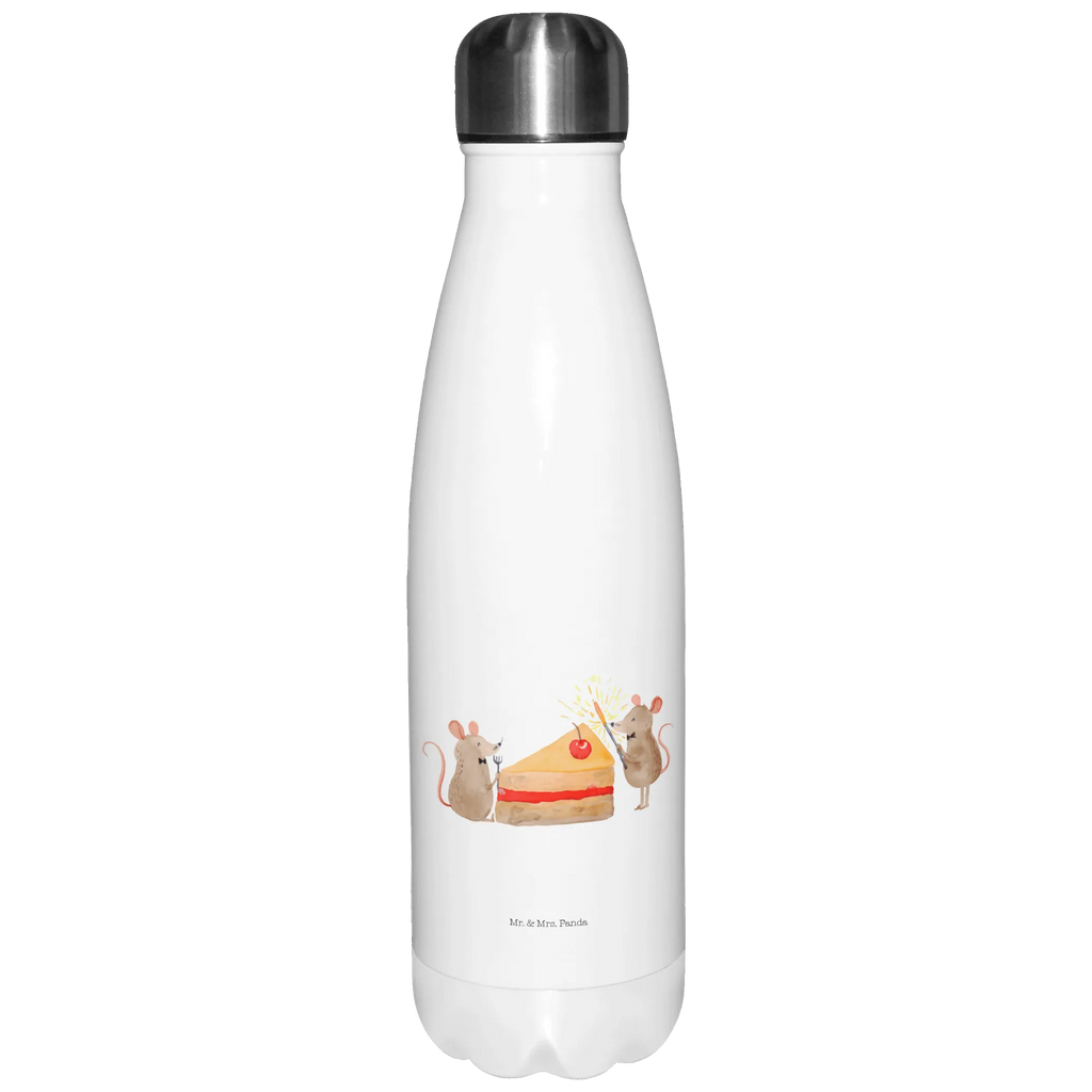 Thermosflasche Mäuse Kuchen Isolierflasche, Thermoflasche, Trinkflasche, Thermos, Edelstahl, Geburtstag, Geburtstagsgeschenk, Geschenk, Kuchen, Maus, Mäuse, Party, Leben, Glück