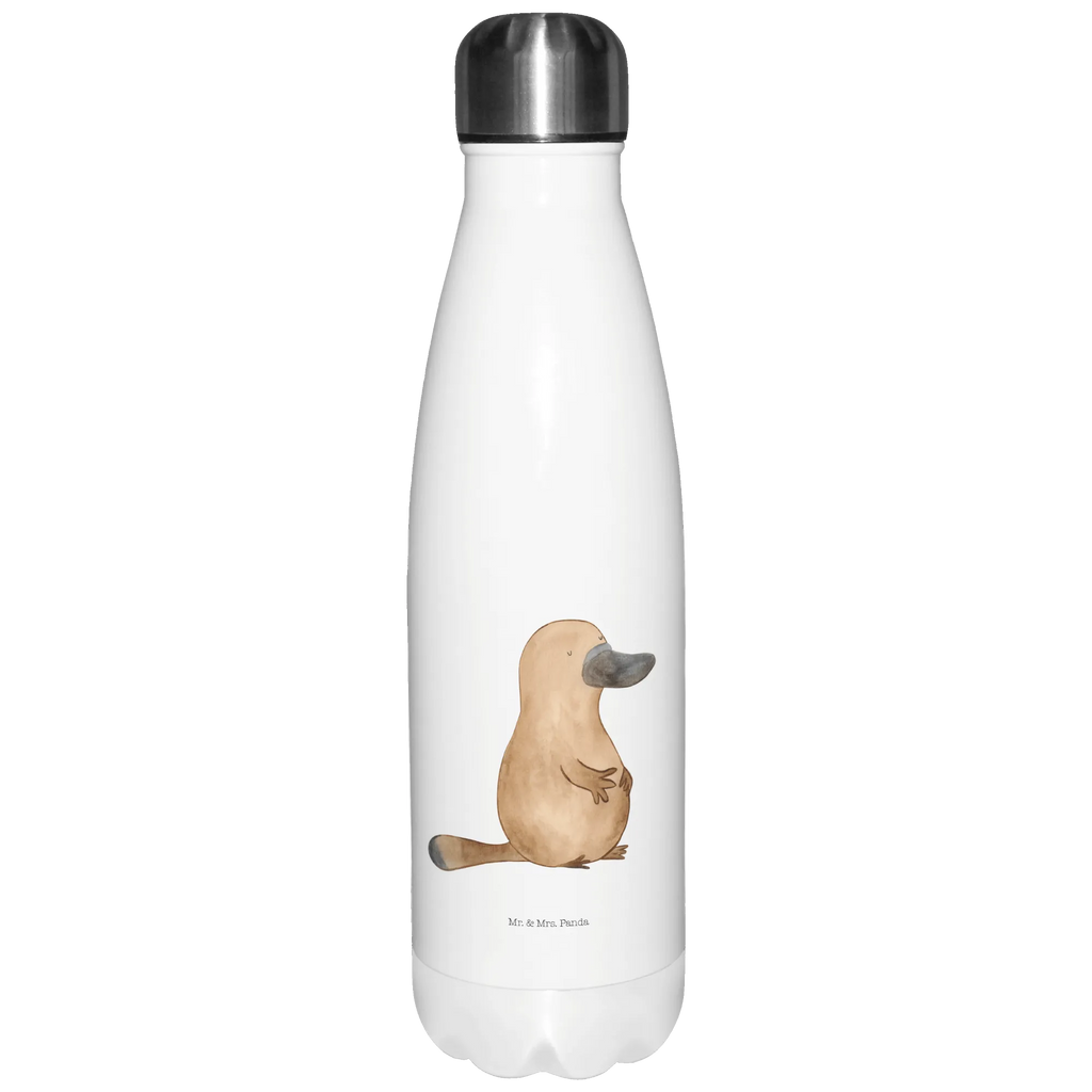 Thermosflasche Schnabeltier mutig Isolierflasche, Thermoflasche, Trinkflasche, Thermos, Edelstahl, Meerestiere, Meer, Urlaub, Schnabeltier, Mut, mutig, Lebensweisheit, Schnabeltiere, Motivation, Training, Büro, Arbeit, Neuanfang, Neustart, Weltreise, Raodtrip