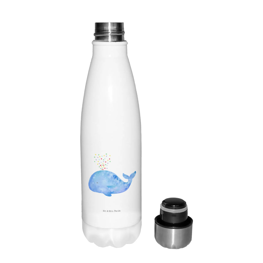 Thermosflasche Wal Konfetti Isolierflasche, Thermoflasche, Trinkflasche, Thermos, Edelstahl, Meerestiere, Meer, Urlaub, Wal, Konfetti, Wale, Motivation, Neuanfang, Trennung, Diät, Abnehmen, Neustart, Lebensabschnitt, Geburtstag