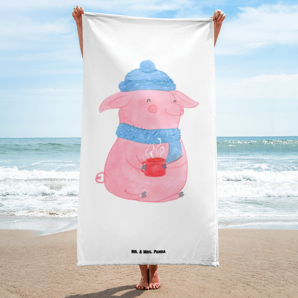 XL Badehandtuch Schwein Glühwein Handtuch, Badetuch, Duschtuch, Strandtuch, Saunatuch, Winter, Weihnachten, Weihnachtsdeko, Nikolaus, Advent, Heiligabend, Wintermotiv, Glühschwein, Glühwein, Weihnachtsmarkt, Punsch